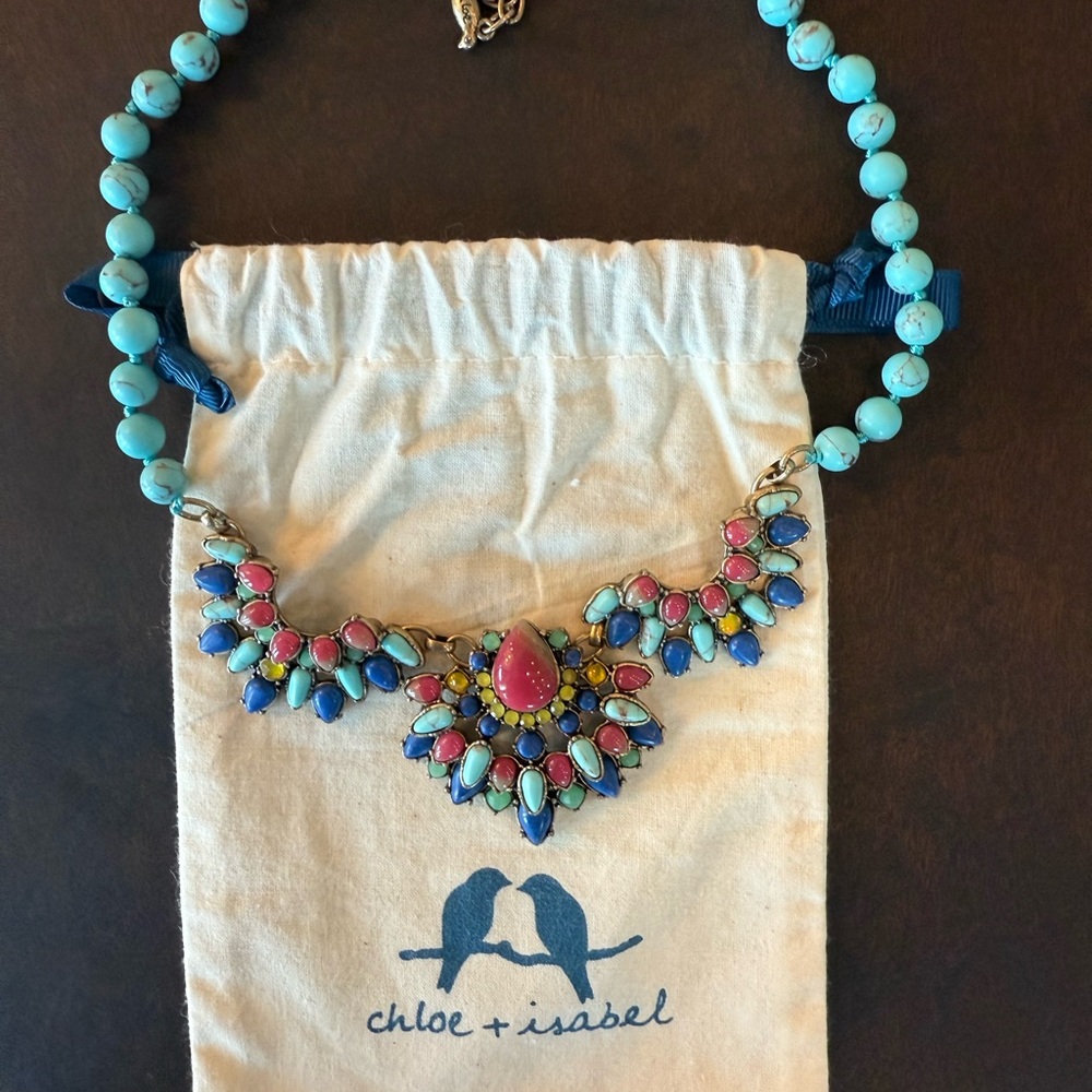 Chloe + Isabel Turquoise and Pink Floral Necklace